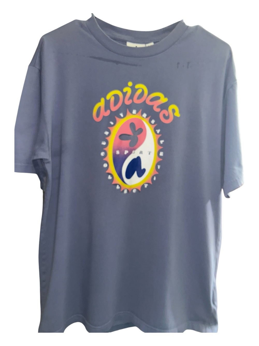adidas Lavender Short Sleeve Tee with Multicolor Graphic